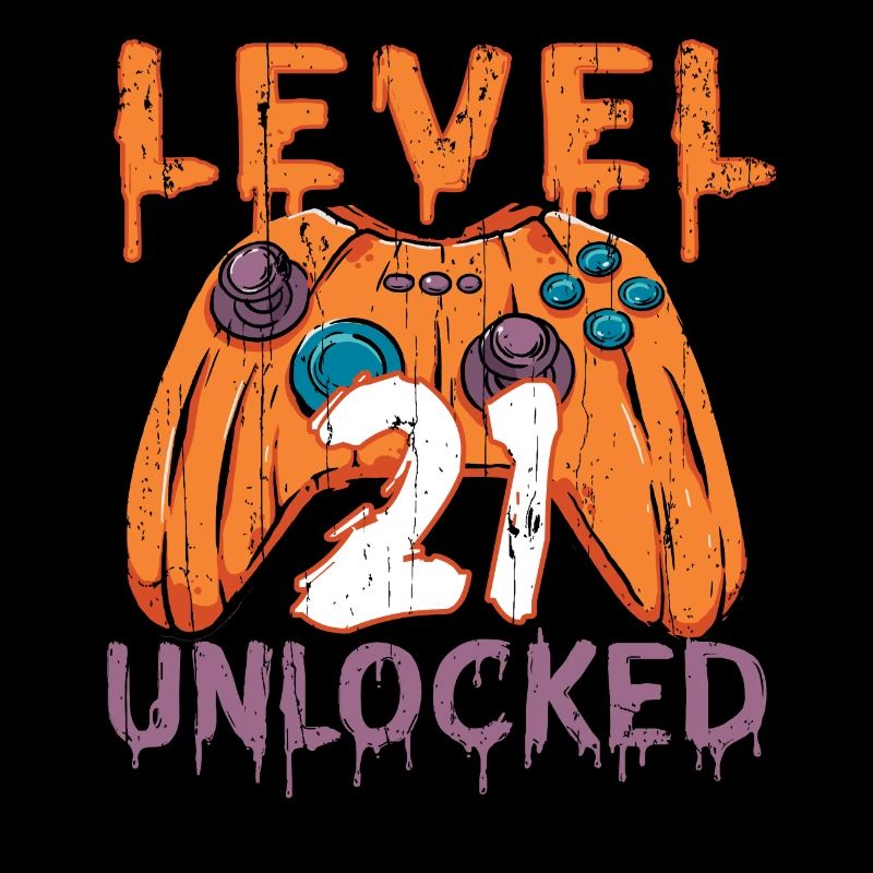 Halloween Pattern Pumpkin Game Gamer Birth Age 21