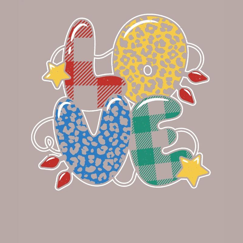 Plaid Pattern Leopard Pattern Love Christmas