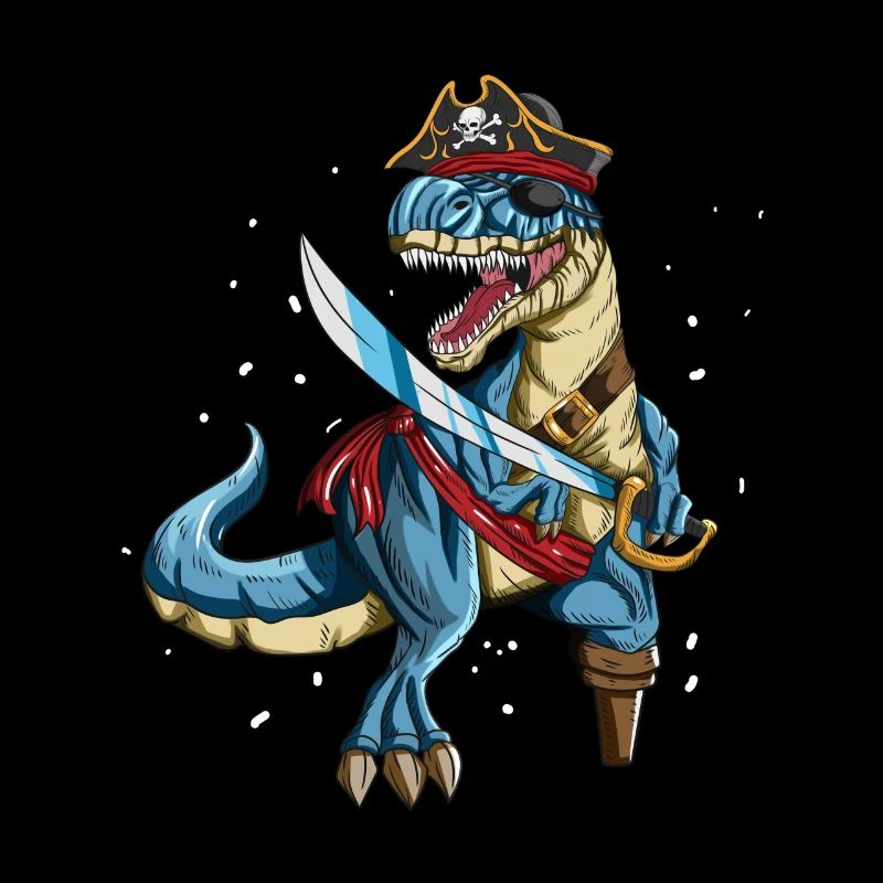 Pirate Dino T-Rex Pirate Outfit Eye Patch Sabre