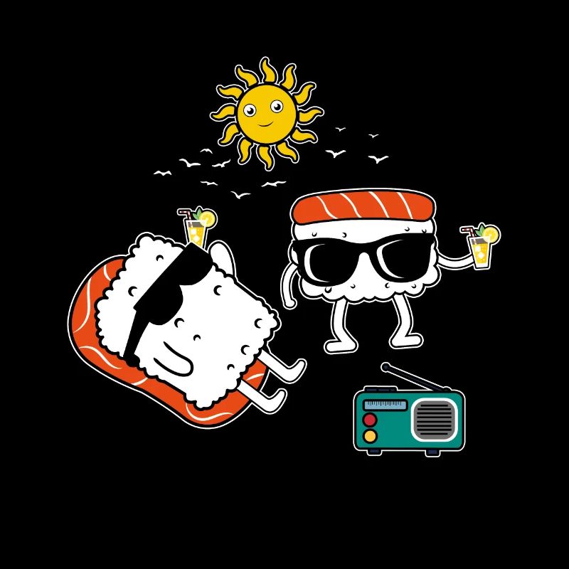 Funny Japanese Sushi Surf Hello Summer