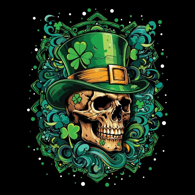 St Patricks Day Schädel mit Kleeblatt