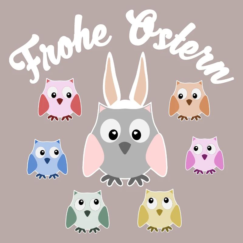 Frohe Ostern Eulen Eule Uhu Hasenohren