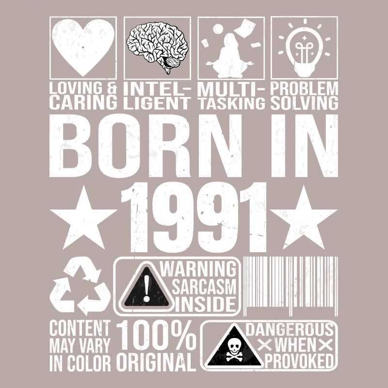 Born In 1991 Content Warning Label Barcode