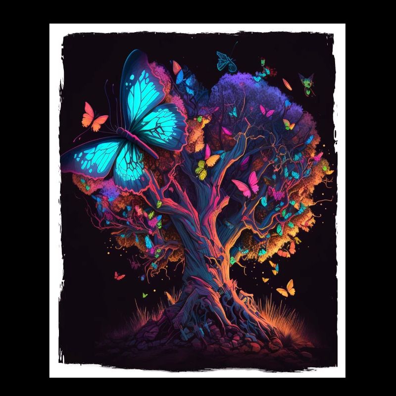 Tree Butterflies Abstract Nature Forest Grunge