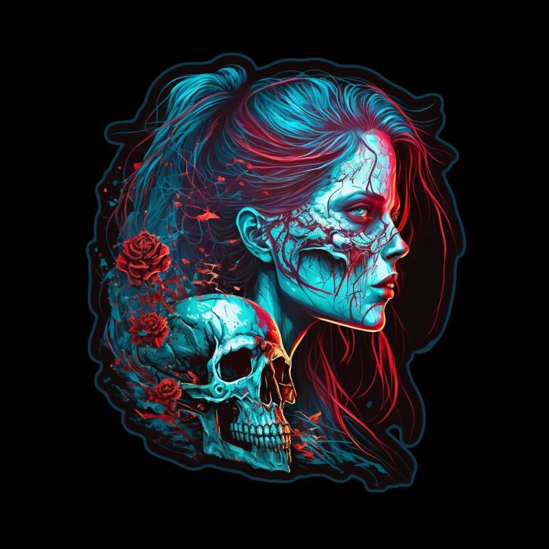Evil Old Woman Horror Skeleton Demon Bikerin