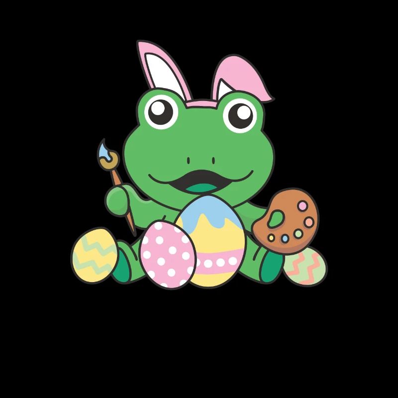 joyeuses Pâques douce grenouille Pâques avec œufs de Pâques