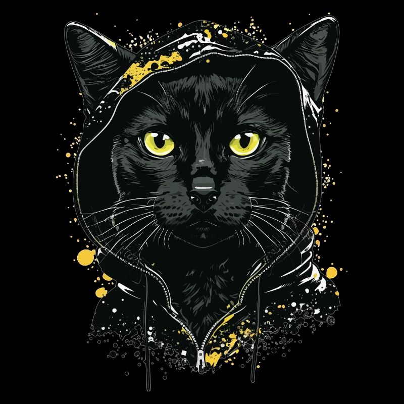 Tête de chat Noir Chat Bombay Chat heureux Chats