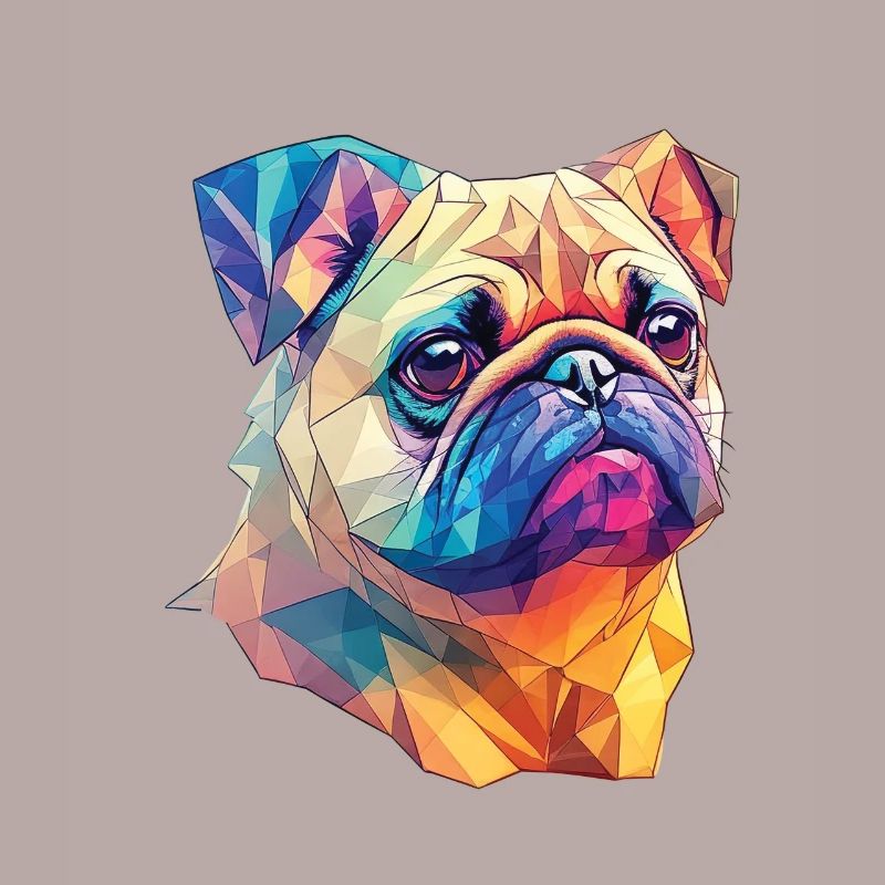 Polygon Kunst Mops Hund Design Hunde Liebhaber