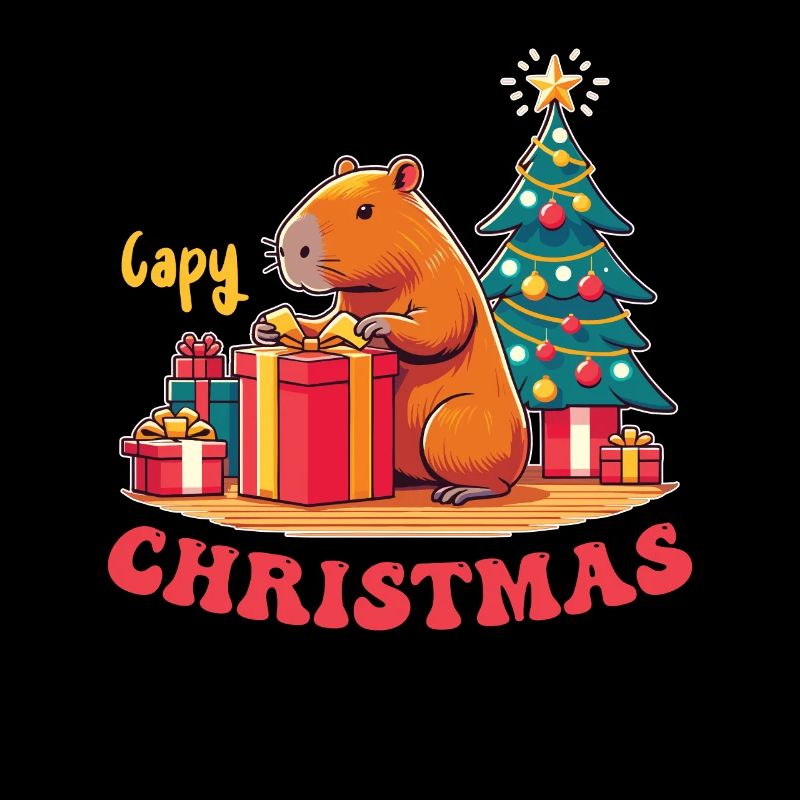 Capy Noël Animaux Mignon Capybara Noël