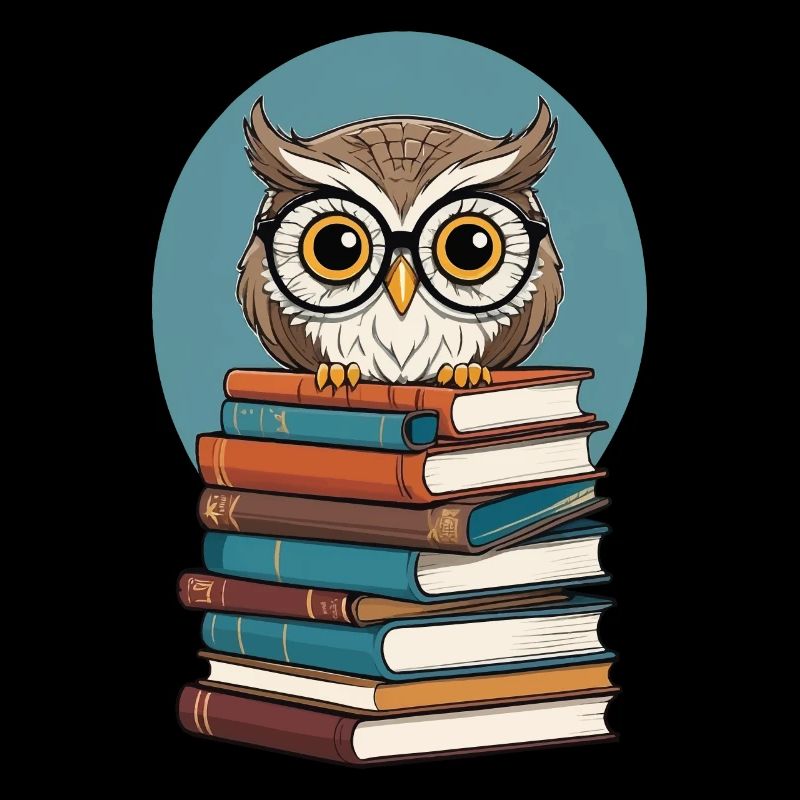 Süße Buch Illustration Eule Bücherliebhaber