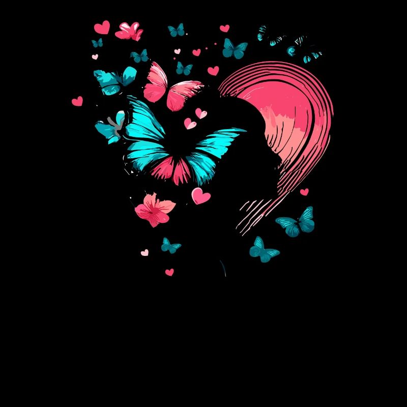 Muttertags Idee Schmetterling-Frauenkopfsilhouette