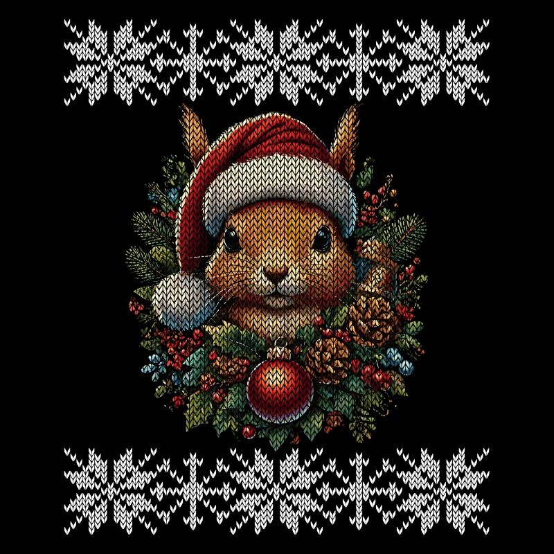Christmas squirrel in the winter forest