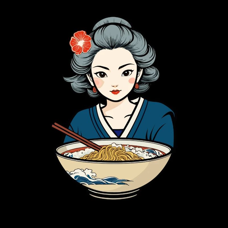 Nouilles esthétiques japonaises Ukiyo-E Retro Ramen