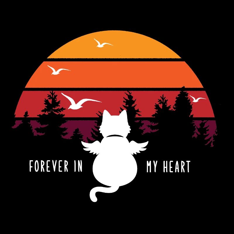 Retro Katze tot Trauer emotional Geschenk Engel
