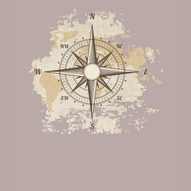 Tattered Old World Map Compass