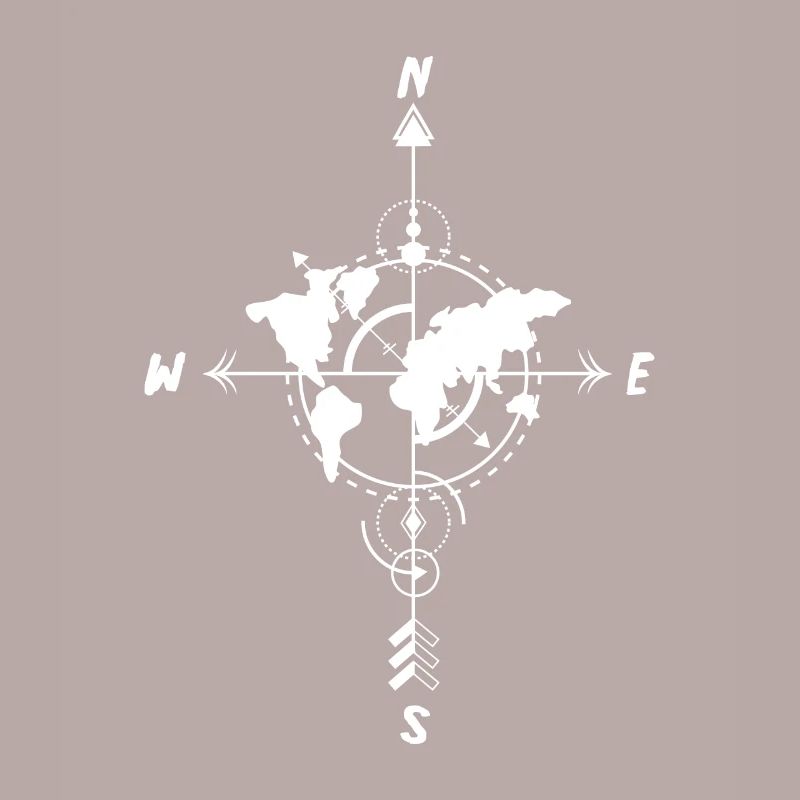Compass world map traveler or engineer gift