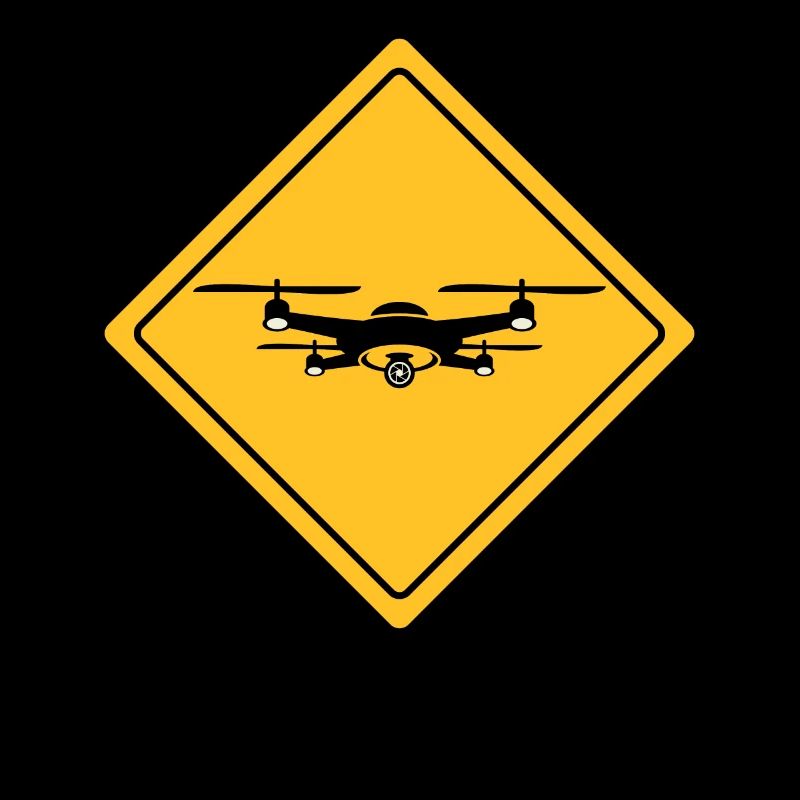 Drone with warning sign Drone flyer