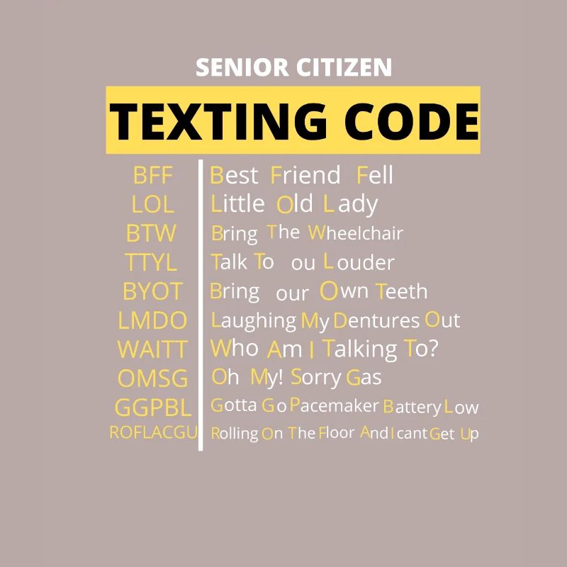 Drôle de code textuel pour personnes âgées Conception de code grand-père