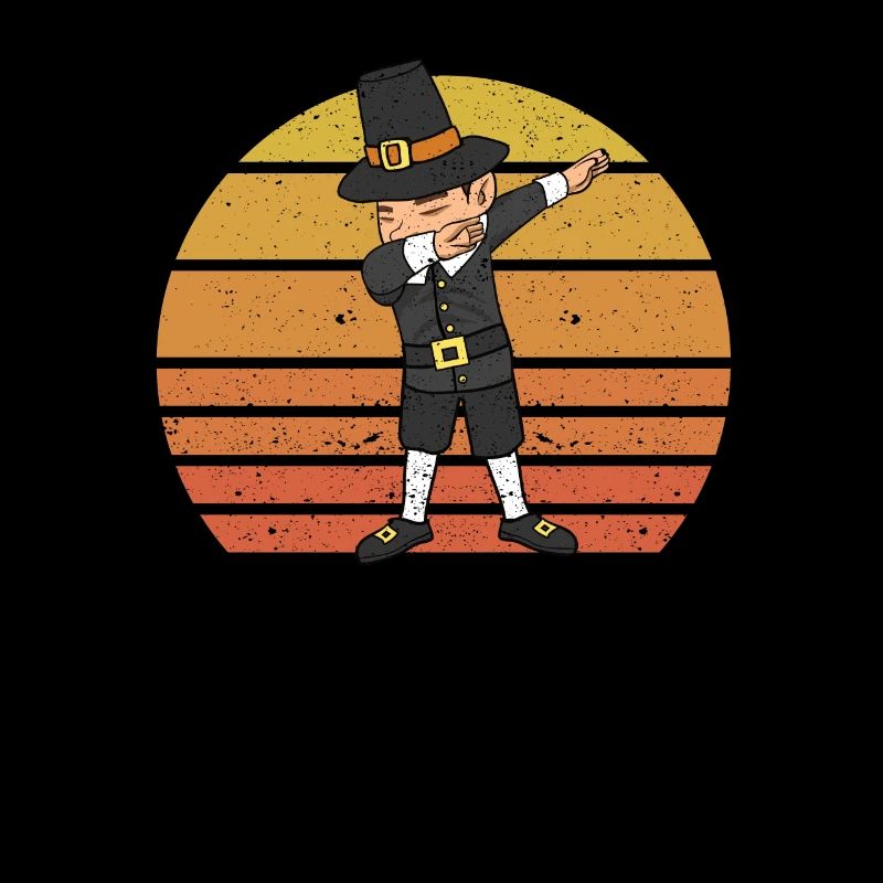 Dabbing Pilgrim Pumpkin Thanksgiving Day Funny Dab