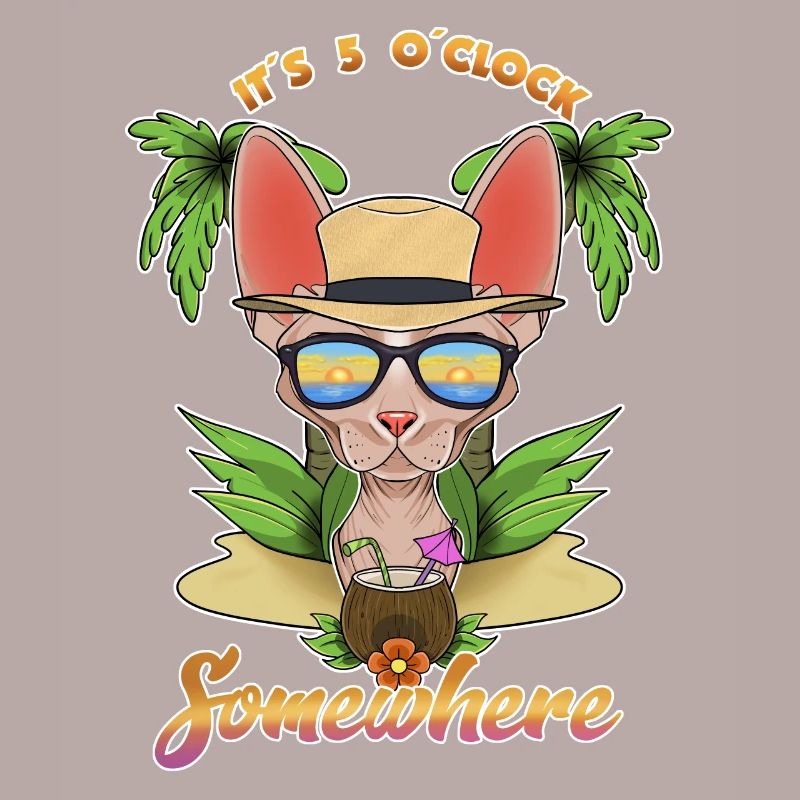 It Is 5 OClock Somewhere Drinking Sphynx Cat