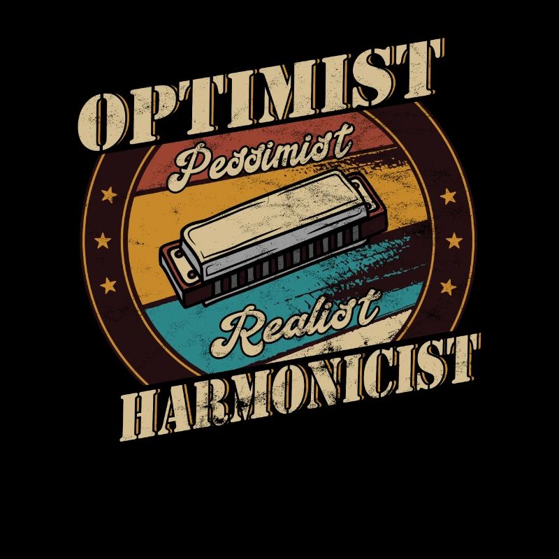 Funny Vintage Retro Harmonica Instrument