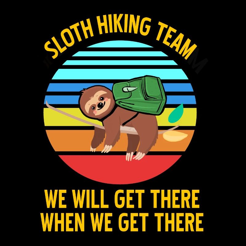 Sloth Hiking Team We Will Get There Retro Funny