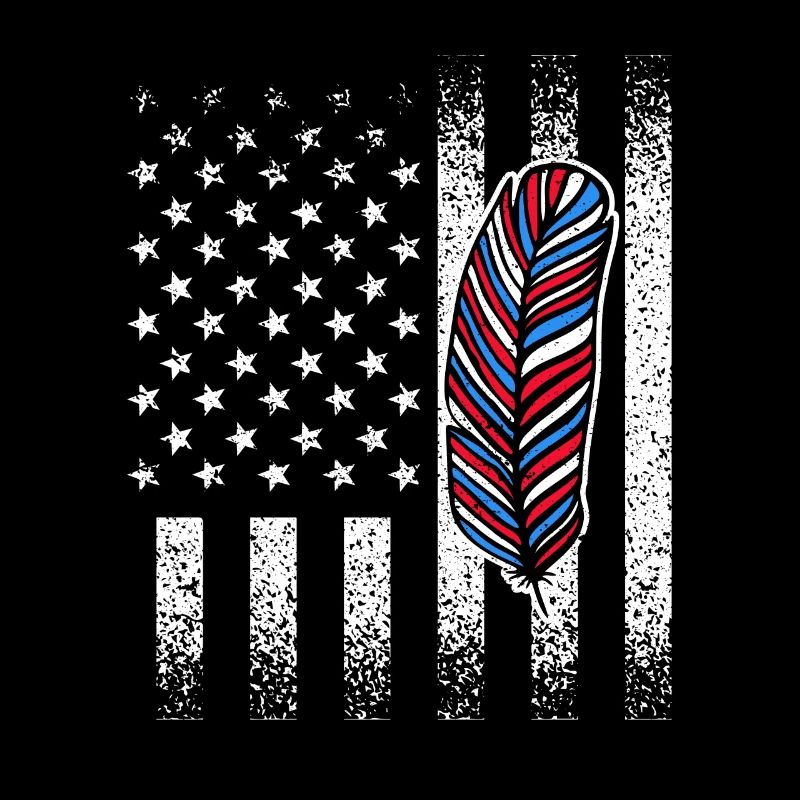 American Flag Native Tribe Feather Pride