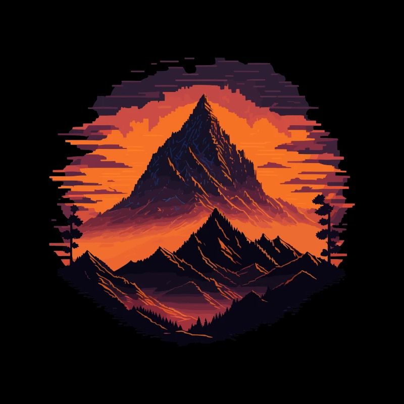 Montagnes Retro Pixel