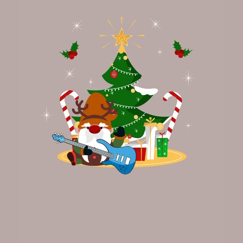 Guitariste Basse Gnome Funny Christmas Tree