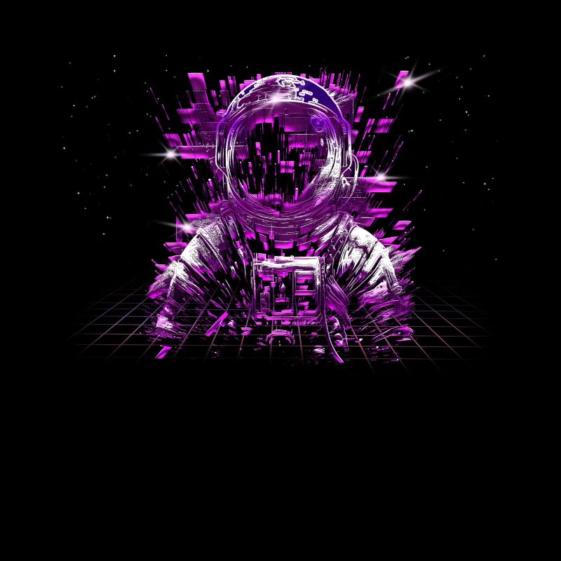 80 ans de tige glitch astronaute tons violets cosmos
