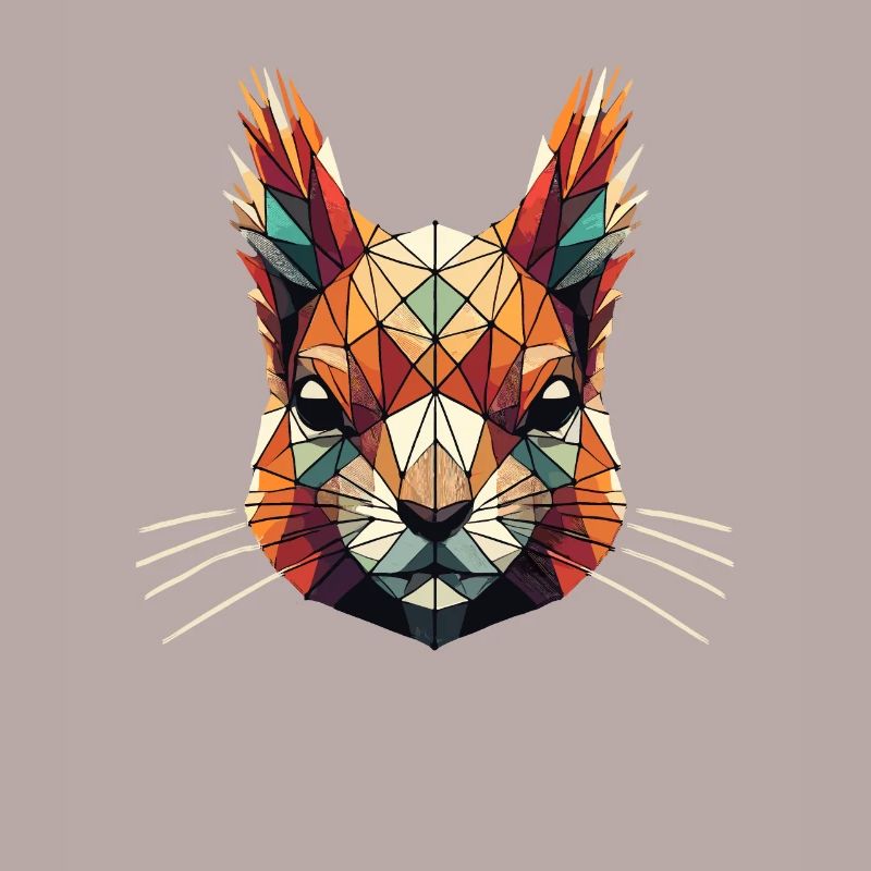 Geometric Art Red Squirrel Squirrels