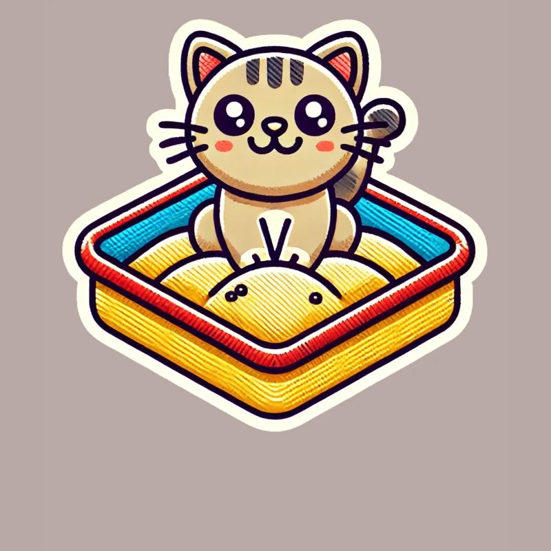 Chat mignon assis dans le bac à sable Style Patch