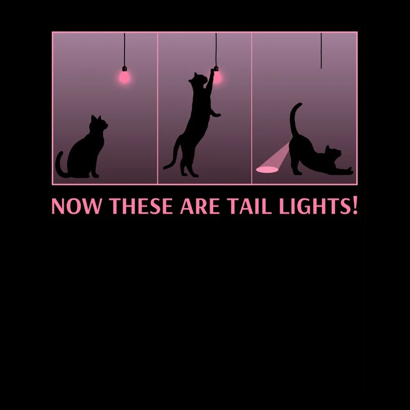 Funny Cat Eating Lightbulb Glowing Butt Tail Light