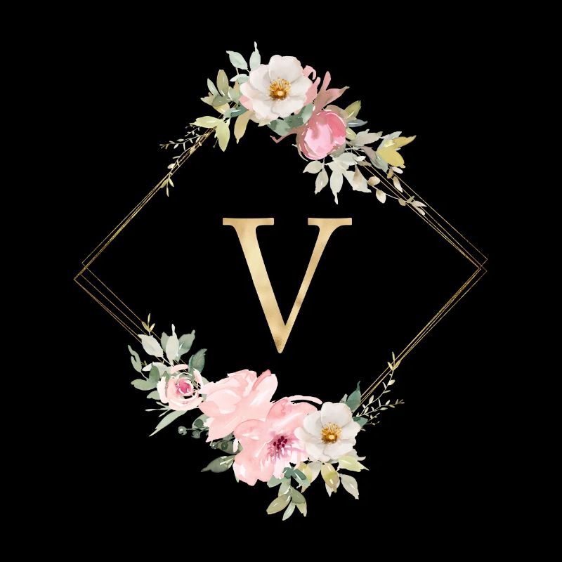 Customizable Monogram V Pastel Floral