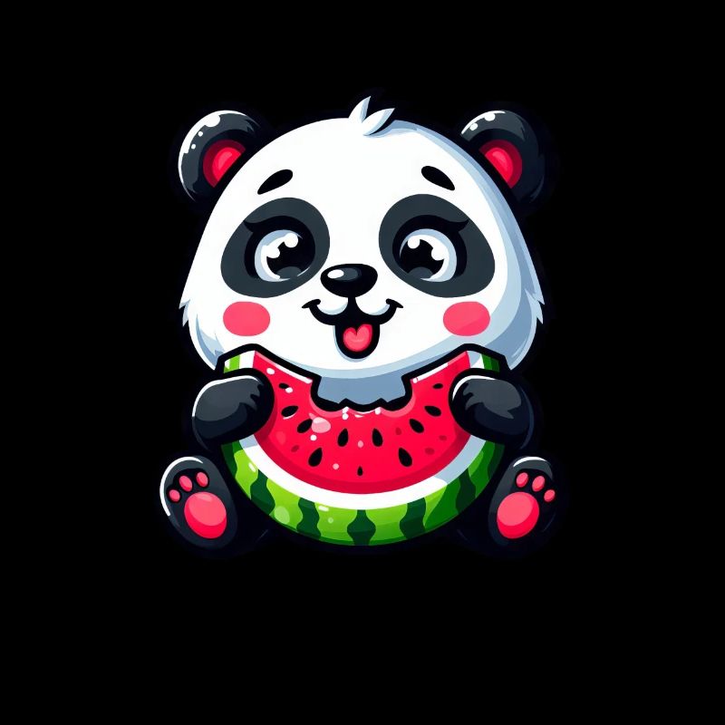 Panda Avec Pastèque Fruité Drôle