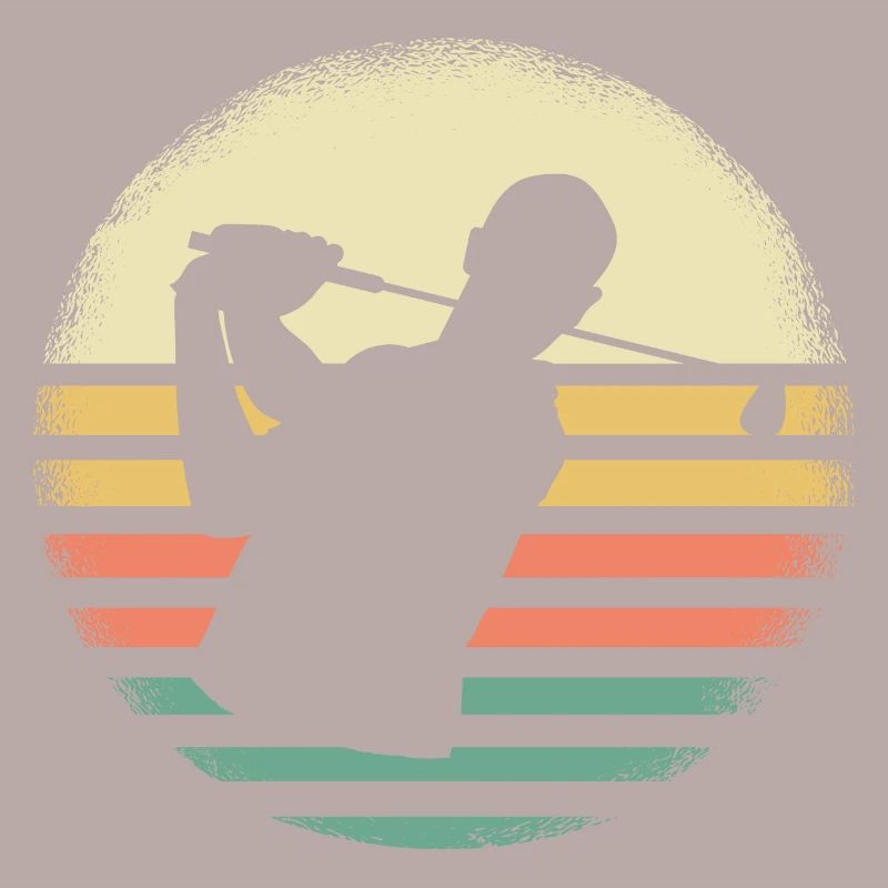 Golf Golfer Retro Sunset Design