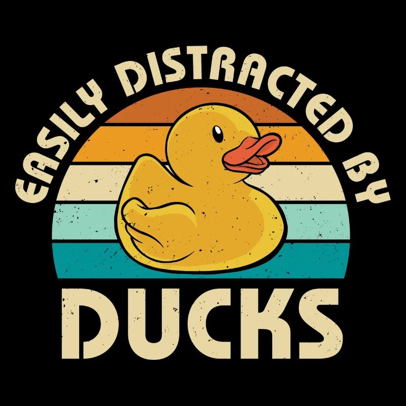 Vintage Duckling Easily Distracted By Rubber Ducks