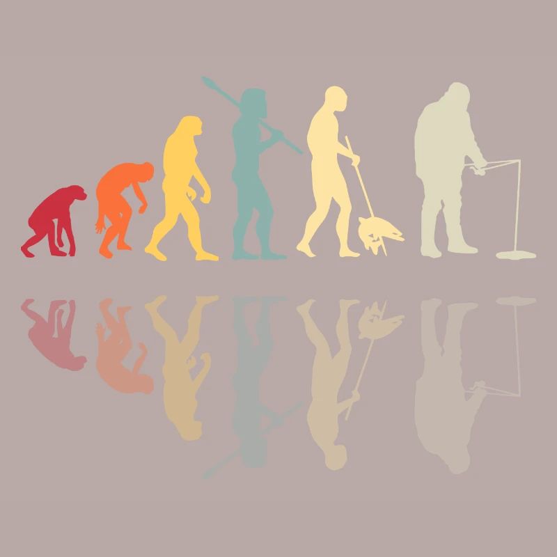 Fischer Menschliche Evolution Vintage Eisfischen