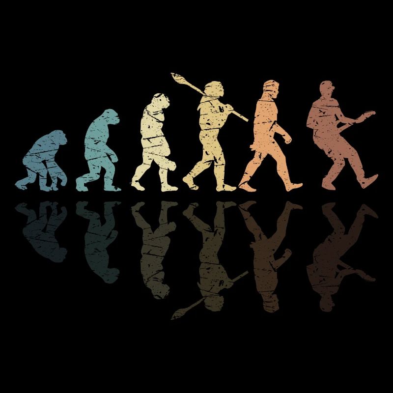 Human Evolution Guitar Band Retro Vintage