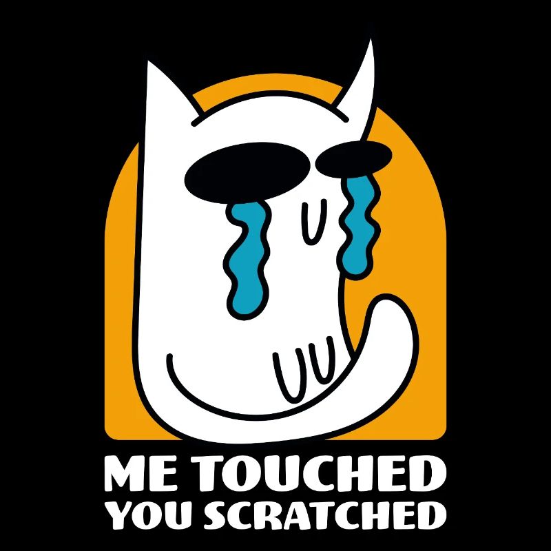 Moi Touché Vous Rayé Drôle De Chat Dessin Animé