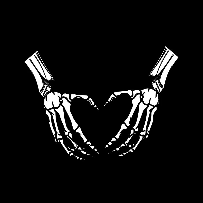 Skeleton hands form a heart