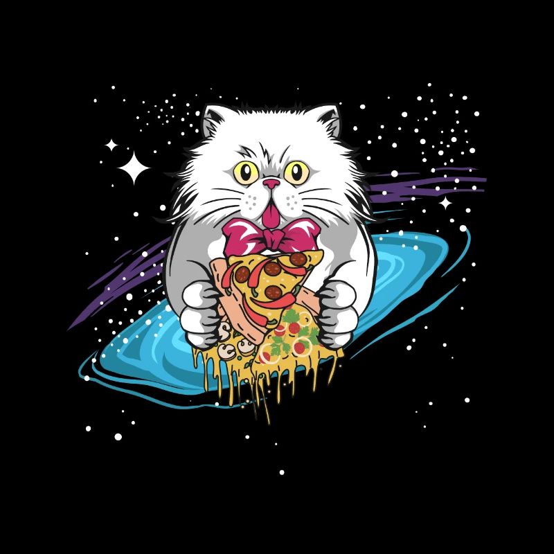 Cat kitten persian cat space pizza gift