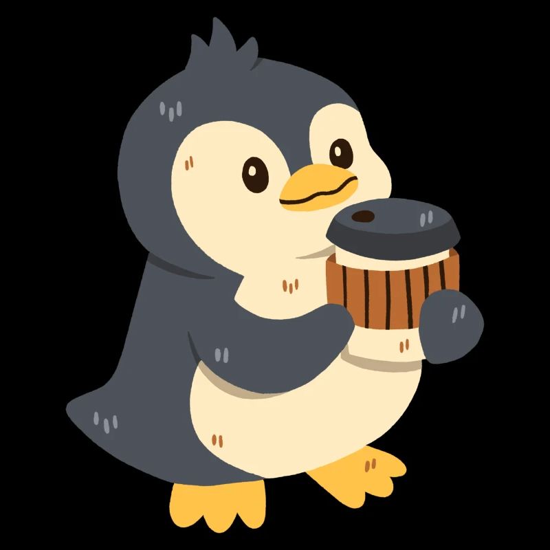 Pinguin mit Kaffee
