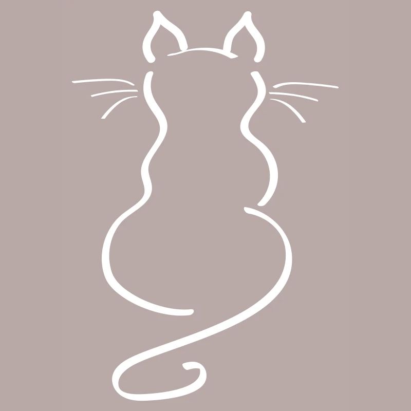 Cat Minimalist Line Back Plain Thick
