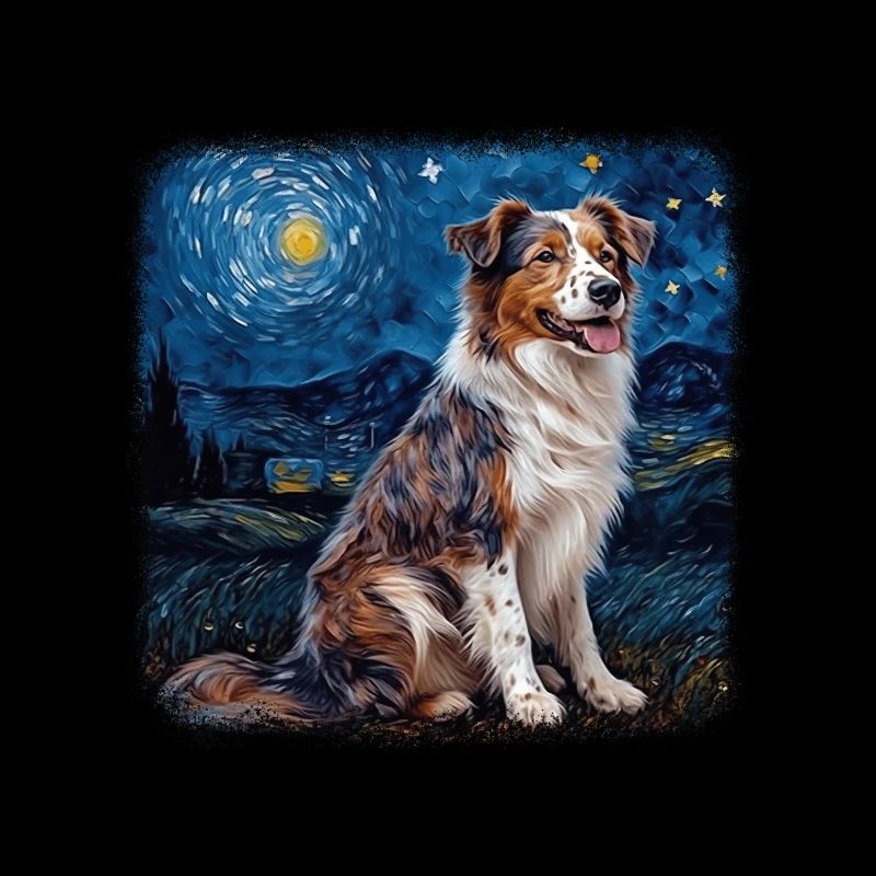 Australian Shepherd Van gogh starry night