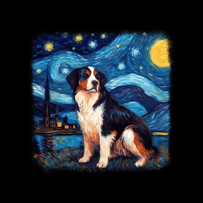 Bernese Mountain Dog Van gogh starry night