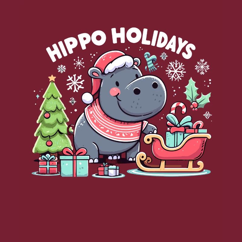 Weihnachten Nilpferd Weihnachtsmann