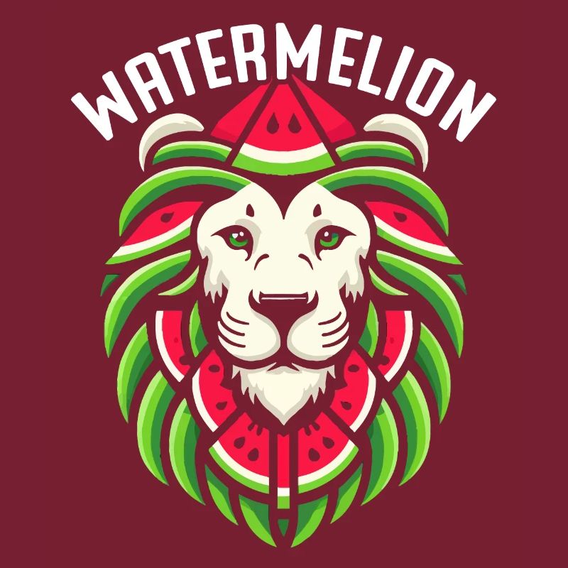 Lion d'été drôle de pastèque
