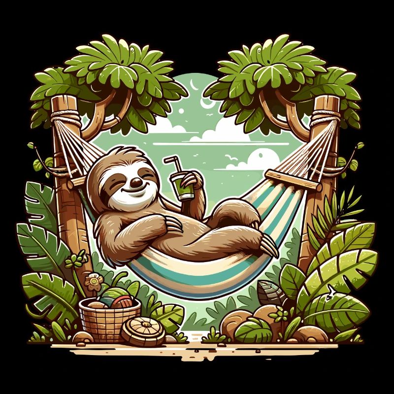 Sloth relaxing in the hammock below