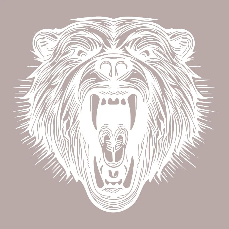 Angry bear's head with sharp teeth